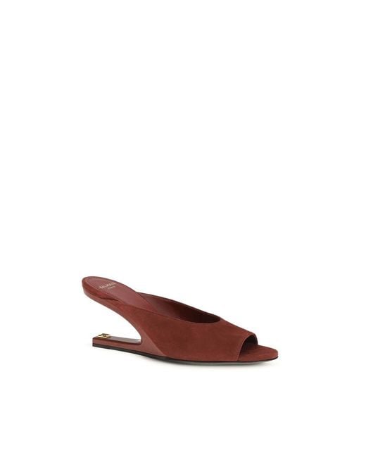 Balmain Red Bordeaux Goatskin Mules
