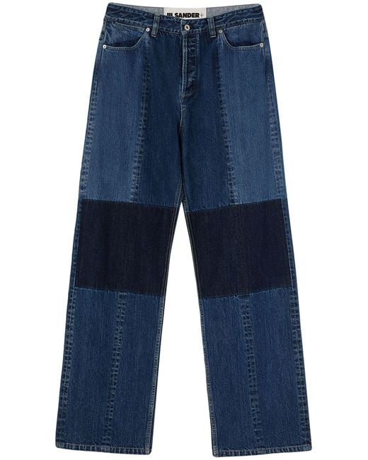 Jil Sander Blue Patchwork Design Jeans for men