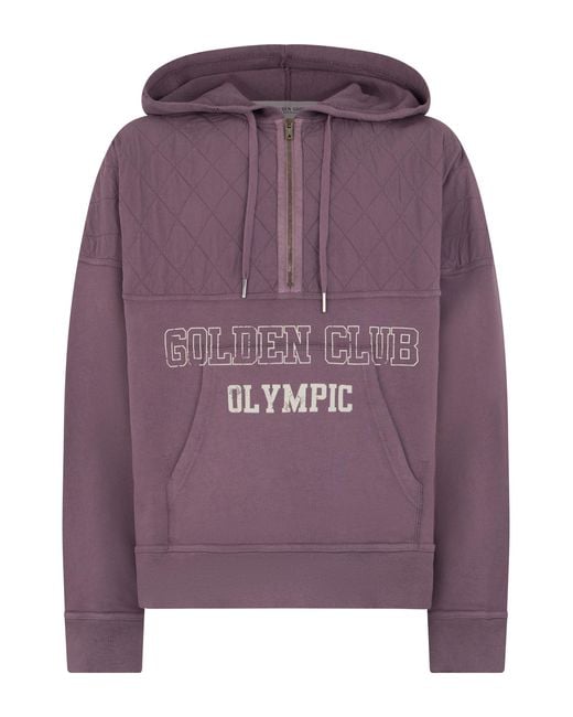 Golden Goose Deluxe Brand Purple Hoodie With Half Zip Cotton Jumpers for men