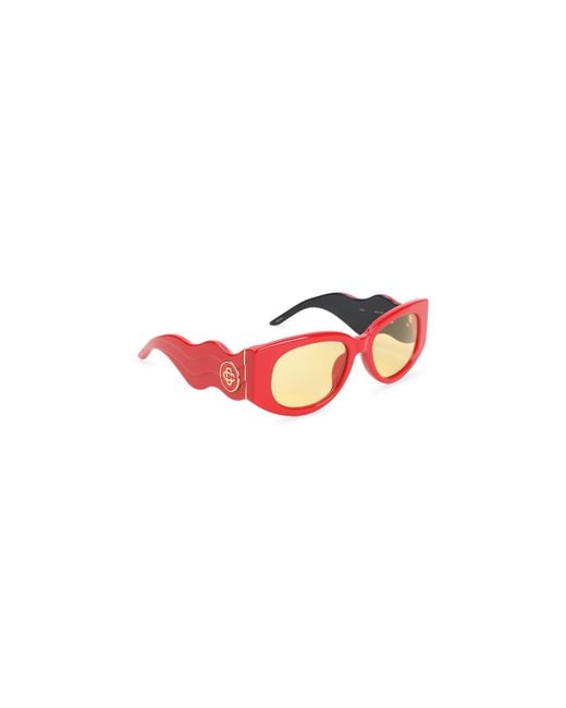 Casablanca Red Oval Wave Sunglasses Acetate Glasses for men