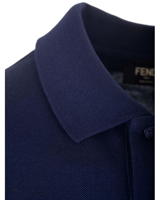 Fendi Blue Cotton Polo for men