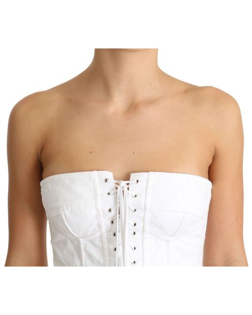 Dolce & Gabbana White Dolce Gabbana Palermo Bustier Cotton Top Corset