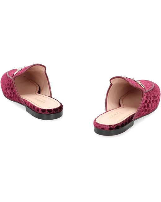 Gucci Red Slipper Princetown Velvet Virgin Wool Slippers