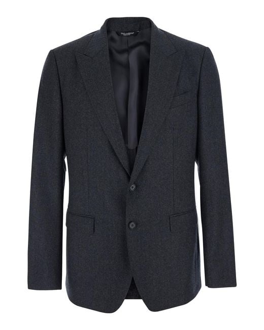 Dolce & Gabbana Blue Jacket Wool-Blend for men