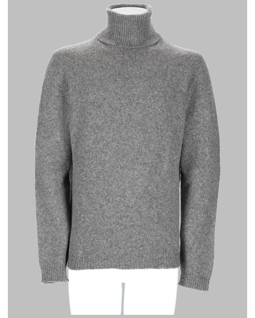 Roberto Collina Gray Wool Turtleneck Sweater Jumpers for men