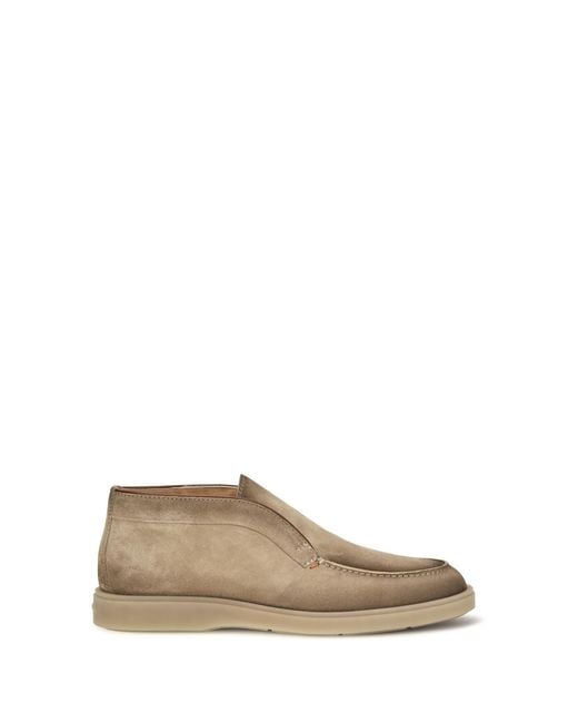 Santoni Brown Slip-On Loafers Digits Suede Upper: Trainers for men