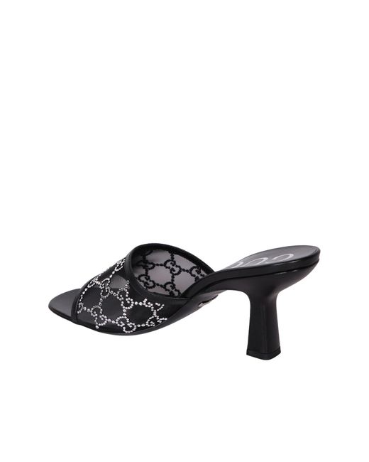 Gucci Black Tom Crystal-embellished Fabric Heeled Mules