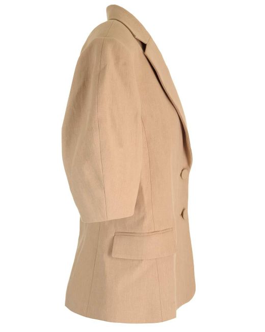 Chloé Natural Single-Breasted Jacket With Balloon Sleeves
