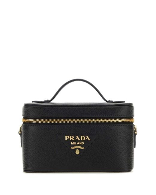 Prada Black Logo-plaque Leather Mini-bag