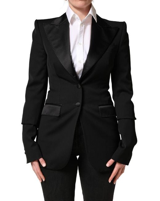 Dolce & Gabbana Black Wool Single Breasted Blazer Jacket Virgin Nylon Elastane Clothing