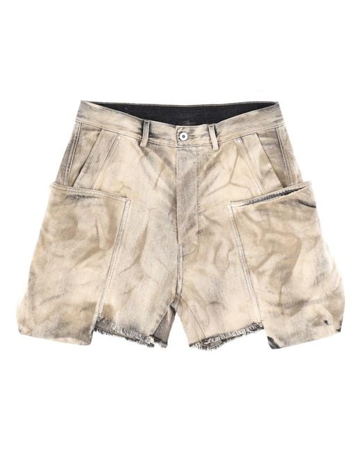 Rick Owens Natural Cargo Shorts Cotton for men