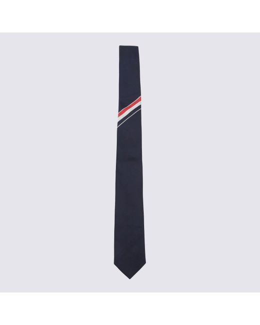 Thom Browne Blue Silk Tie for men