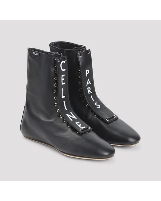 Céline Black Lace-Up Boot