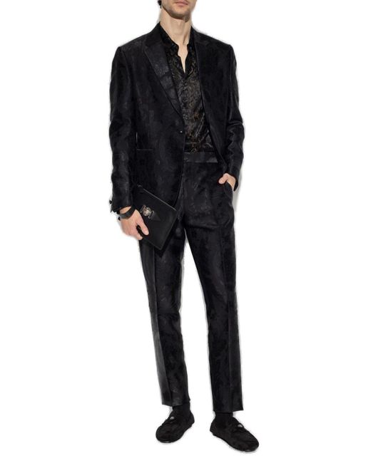 Versace Black Pleat-Front Trousers for men