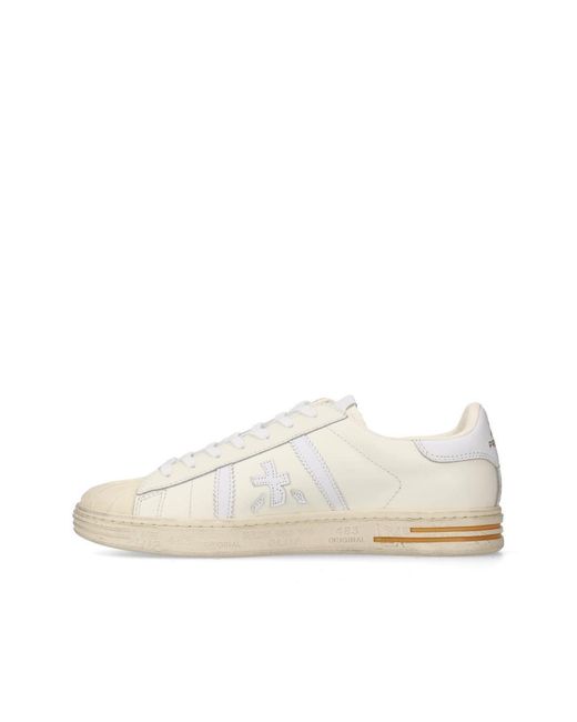 Premiata White Sneakers Russell Leather Upper: Calfskin Trainers for men