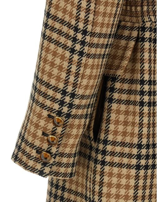 Valentino Garavani Natural Houndstooth Wool Coat Virgin Coats, Trench