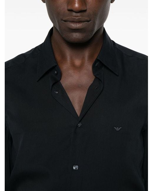Emporio Armani Black Shirts Cotton for men
