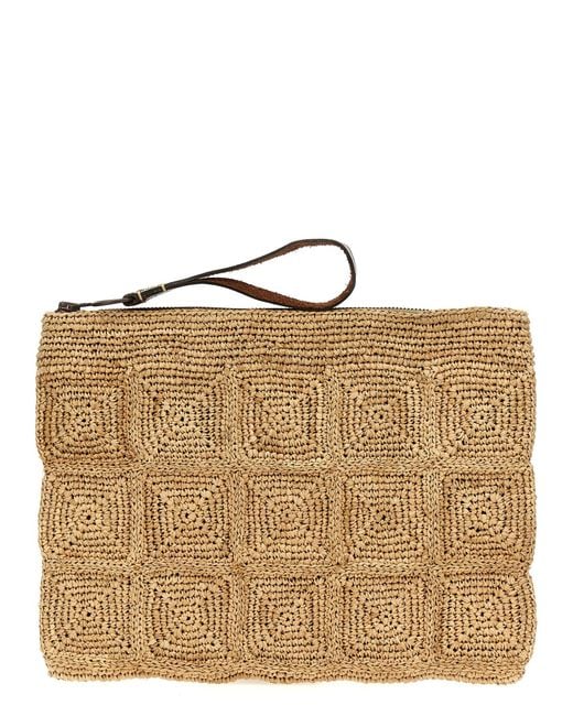 IBELIV Brown Tanala Clutch Raffia