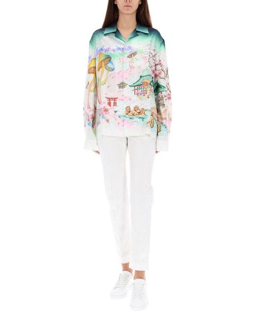 Casablanca Blue Flower Print Shirt Silk