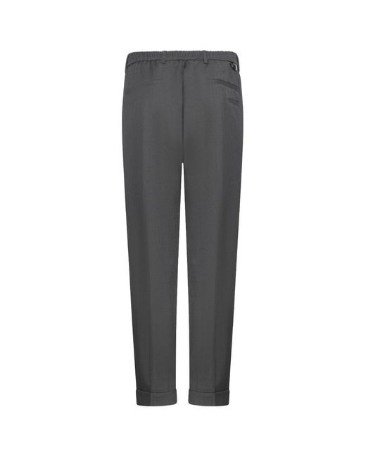 Low Brand Gray Slim Carrot-Fit Virgin Wool Trousers With Single Front Pleat for men