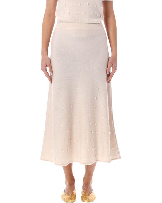 Zimmermann Natural Hypnotic Cream Beaded Midi Skirt