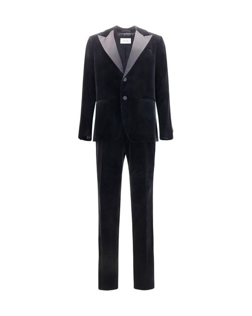 Ferragamo Black Velvet Tuxedo Suit Cotton Suits for men
