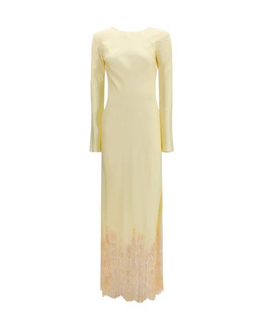 Self-Portrait Yellow Long Viscose Dress