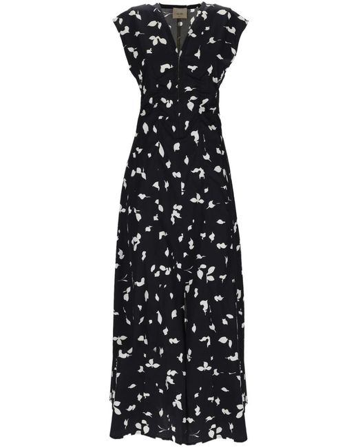 Alysi Black V-Neck Long Dress Cotton