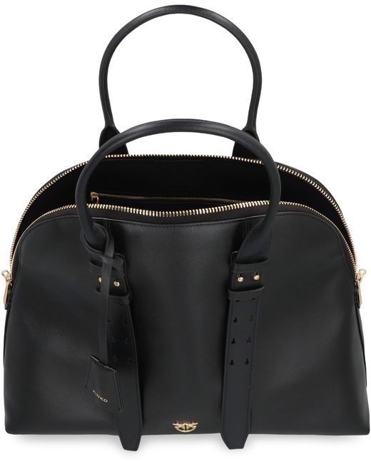 Pinko Black Bowling Bag Escape Maxi Leather Cow Handbags