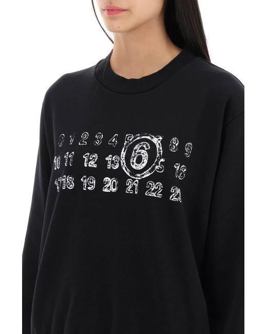 MM6 by Maison Martin Margiela Black Crew Neck Sweatshirt With Numeric Logo