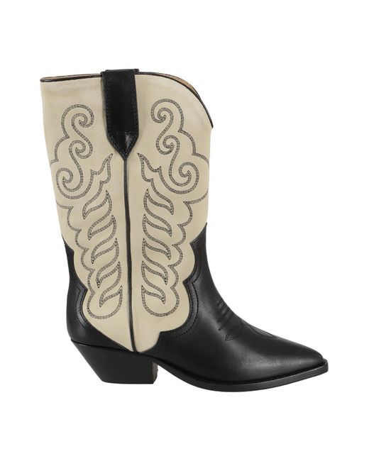 Isabel Marant Black Duerto Leather & Suede Cowboy Boot
