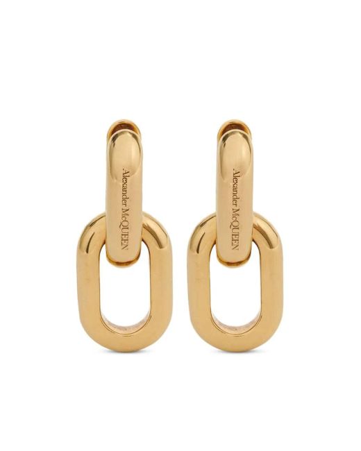 Alexander McQueen Metallic Chunky-chain Brass Drop Earrings