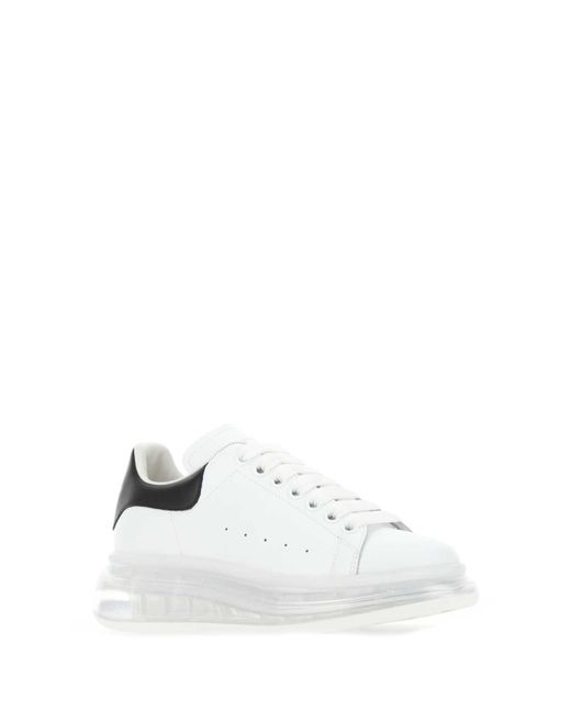 Alexander McQueen White Leather Sneakers With Leather Heel