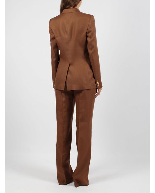 Tagliatore Brown Linen Double Breasted Suit