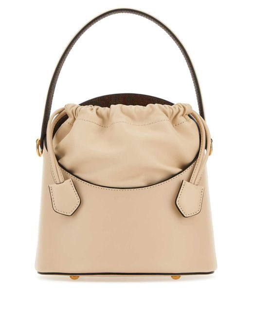 Etro Natural Ivory Leather Saturno Bucket Bag