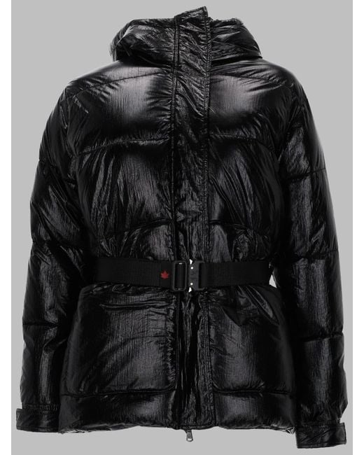 Canadian Black Jacket Belted Hooded Nylon