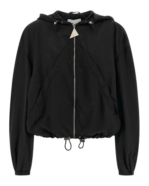 The Attico Black Hooded Bomber Jacket