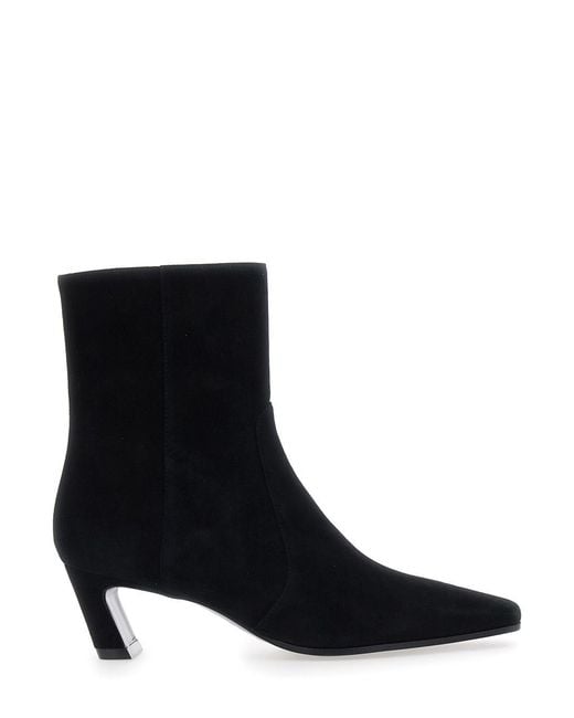 Stuart Weitzman Black Bootie Stassi Zip Leather Upper Boot