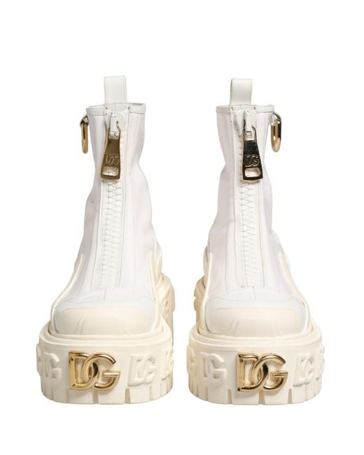 Dolce & Gabbana Natural Leather Rubber Logo Ankle Boots Shoes