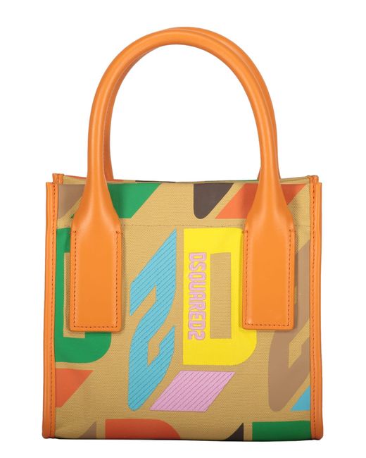 DSquared² Orange Canvas Tote Bag