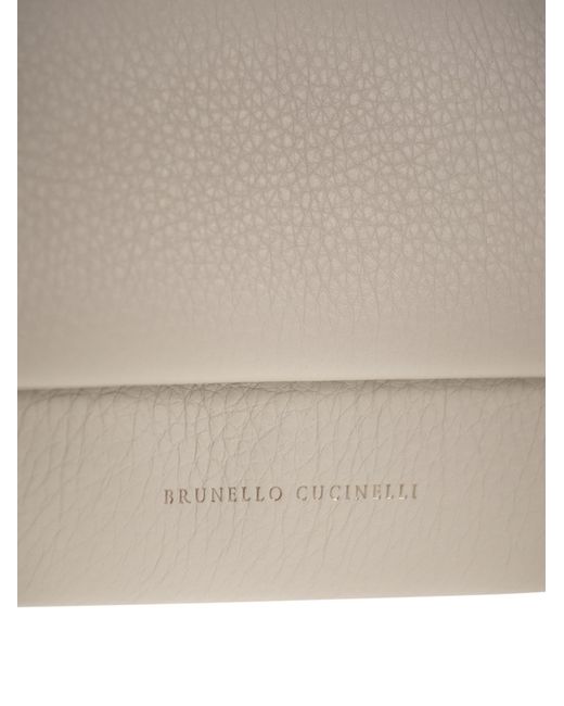 Brunello Cucinelli Gray Leather Cross Body Bag