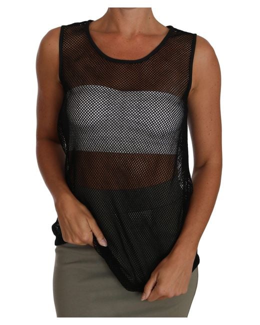 Dolce & Gabbana Black Mesh Transparent Blouse T-Shirt