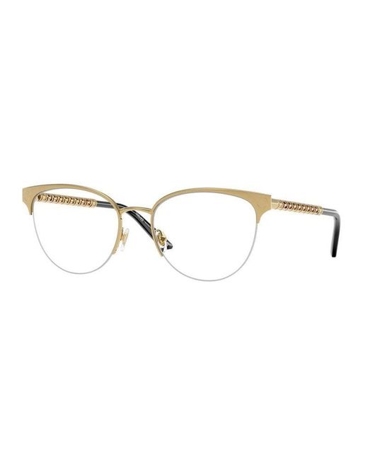 Versace Metallic Eyeglasses Cat Eye Semi Rim, Frame And Clear Demo Lenses Lens Ve12971002