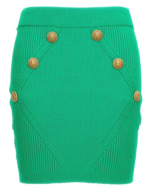 Balmain Green Knitted Skirt Skirts
