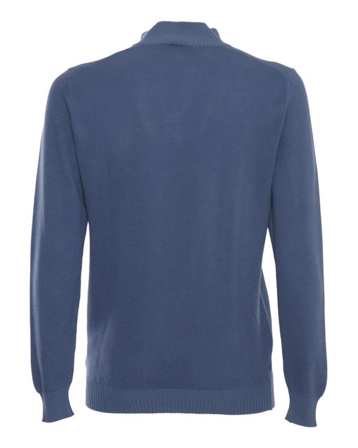 Fedeli Blue Supima Dusty Sweater for men