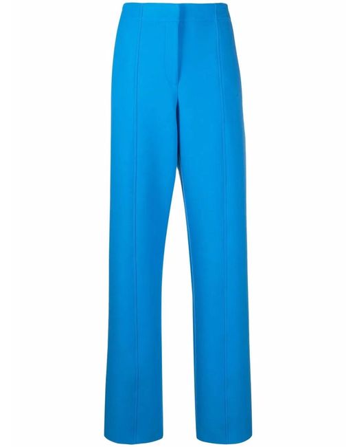 Ferragamo Blue High-waisted Straight-leg Trousers