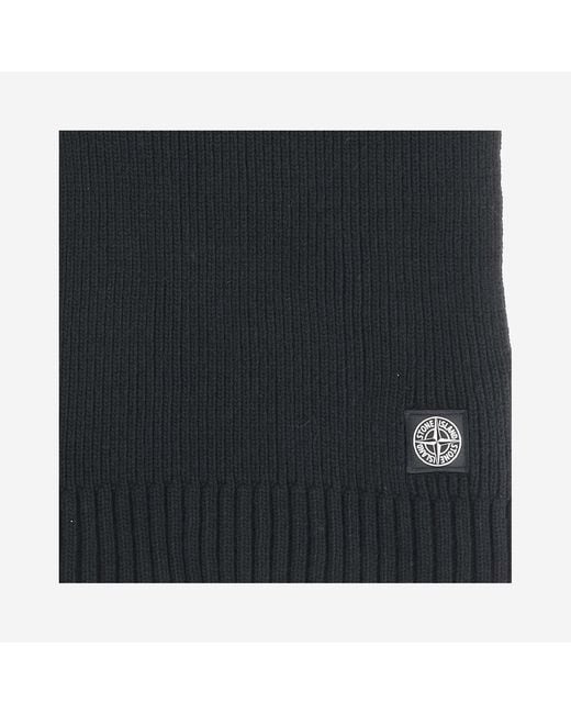 Stone Island Black Wool Blend Scarf With Logo for men