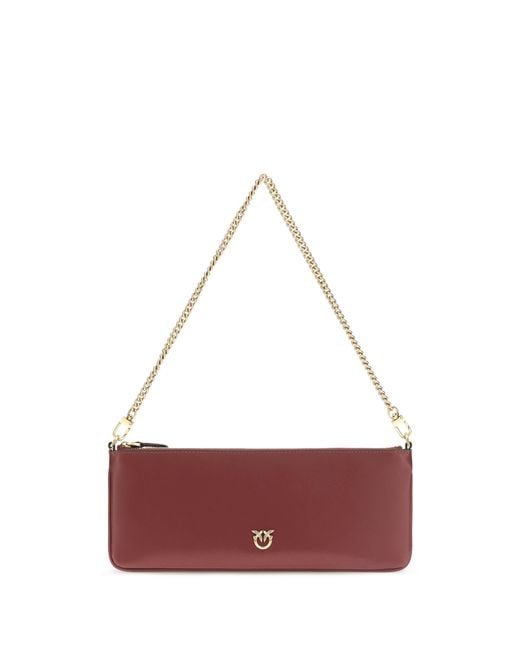 Pinko Red Horizontal Flat Leather Shoulder Bag