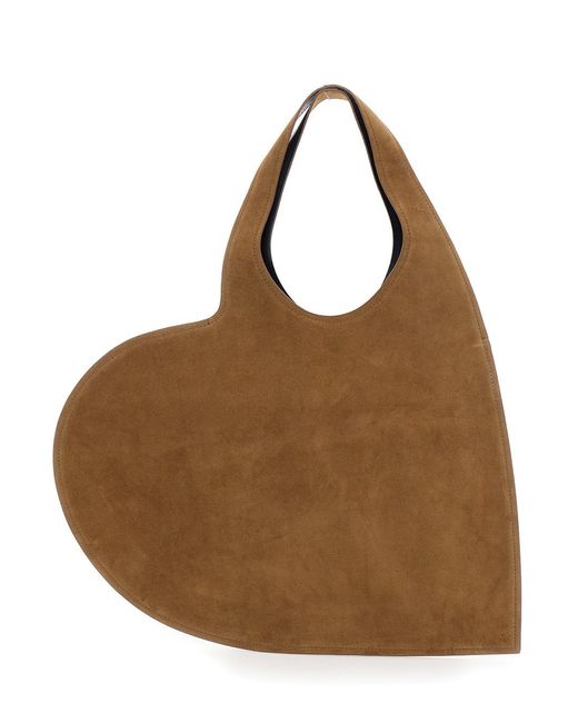 Coperni Brown Heart Shaped Shoulder Bag With Cut-Out On The Handle