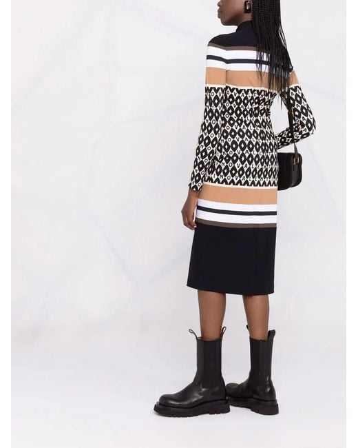 Valentino Black Logo-Pattern Striped Dress